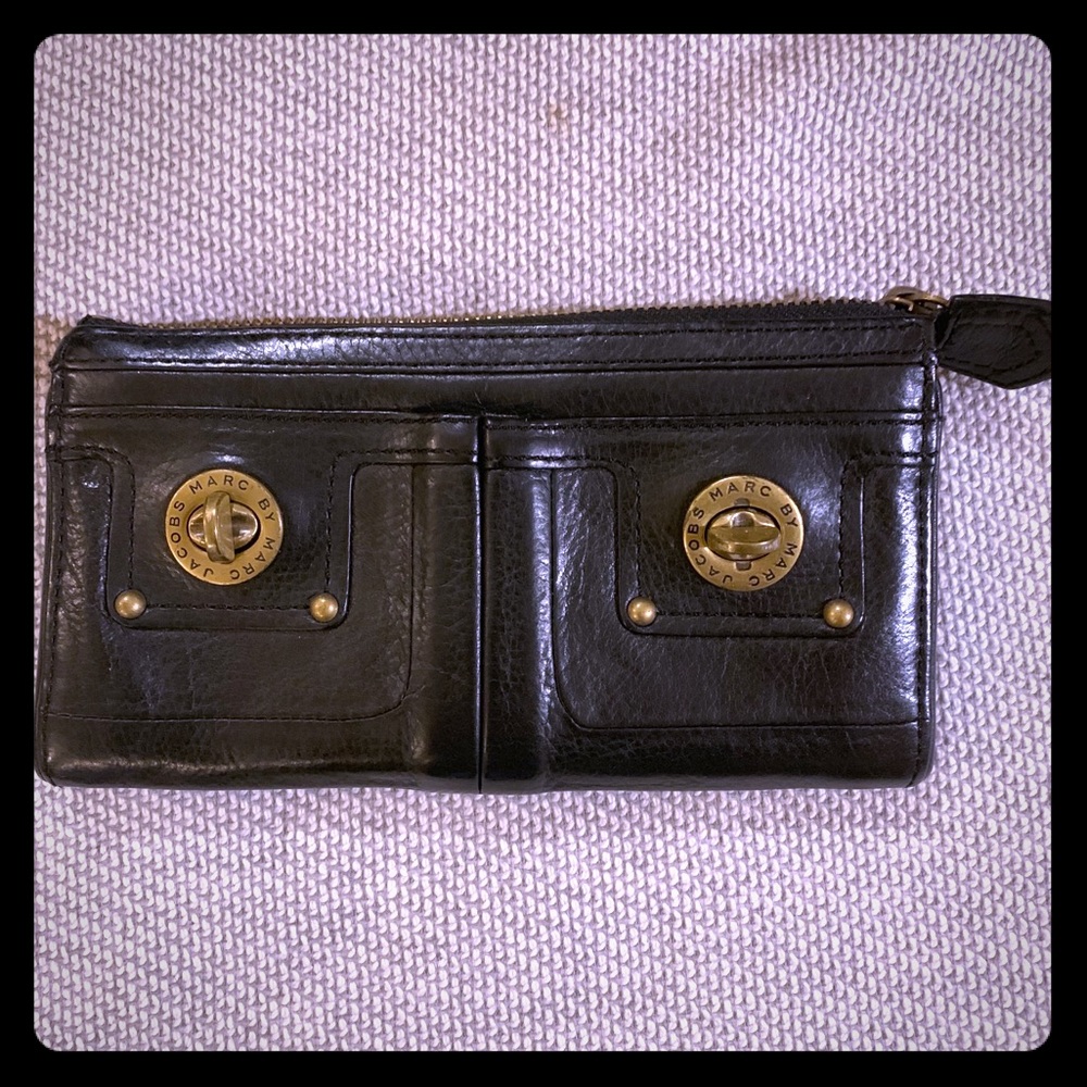 Marc by Marc Jacobs Black Leather Wallet with Gold